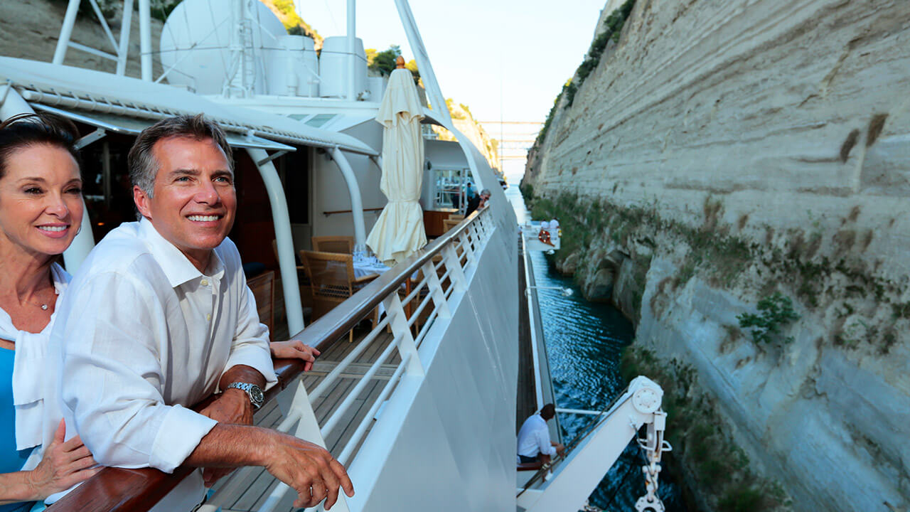 A Dramatic Transit through the Corinth Canal 