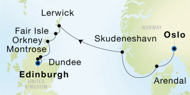 8-Day  Luxury Voyage from Oslo to Edinburgh (Leith), Scotland: Norway & the British Isles